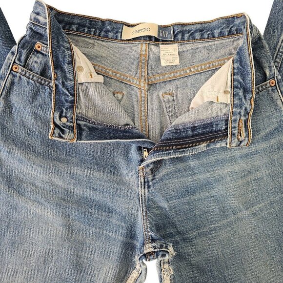 Gap Classic Straight Leg Cotton Jeans Women 10 High Rise Med Wash Distressed VTG - Picture 9 of 10